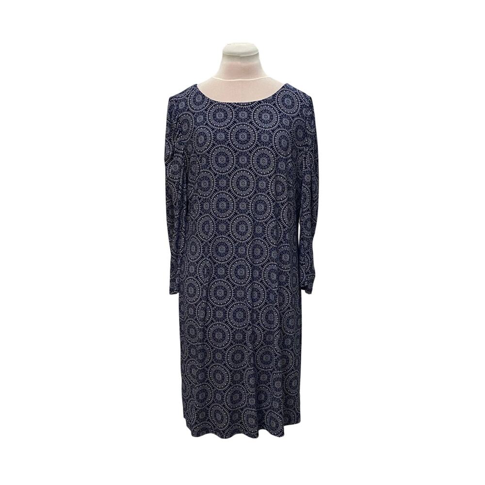 TOMMY HILFIGER Navy White Mini Daisy Chain Jersey Stretch Shift Dress 14 Career
